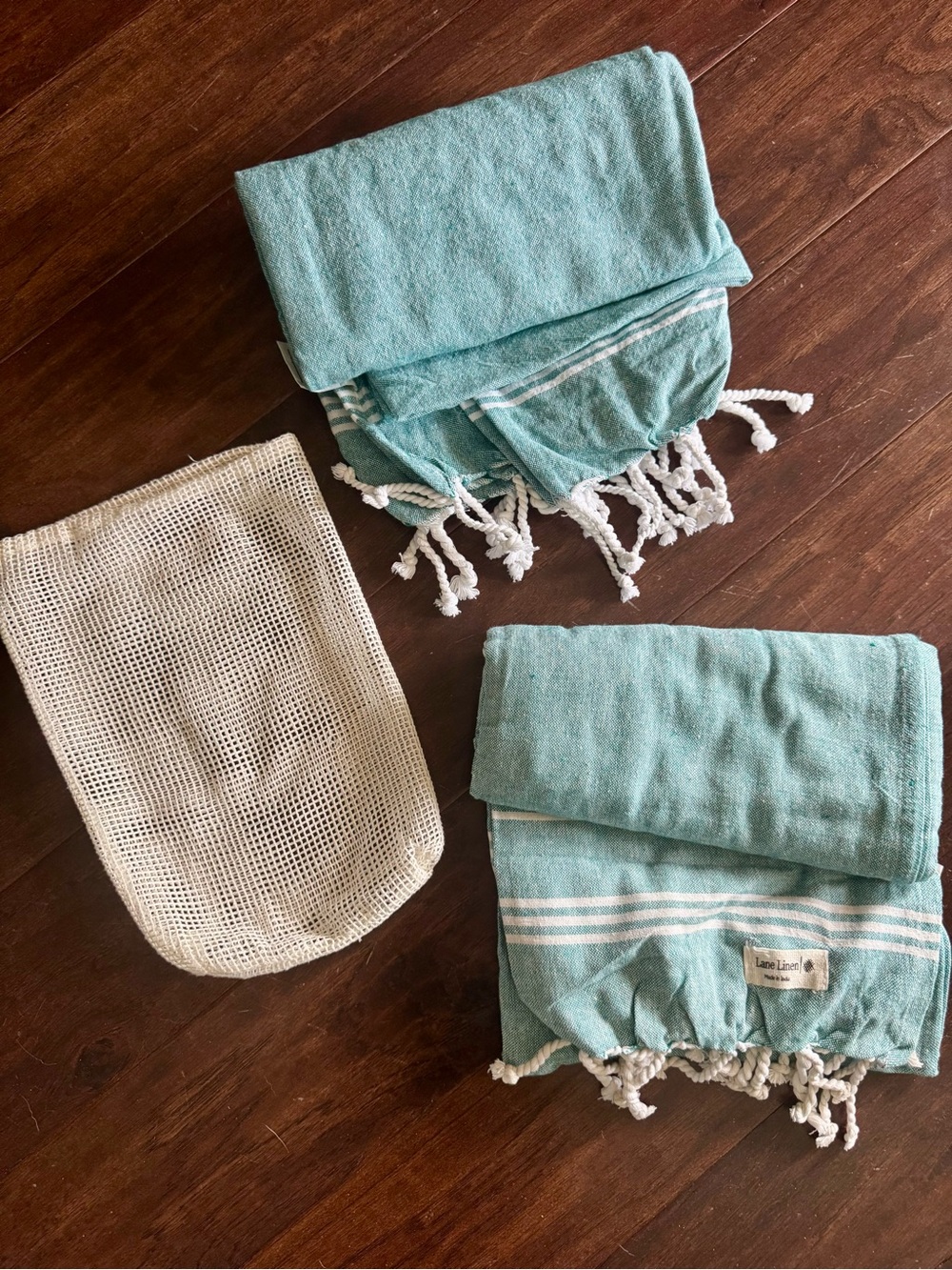 Light Teal Turkish-Style Fringe Towel - Set of 2